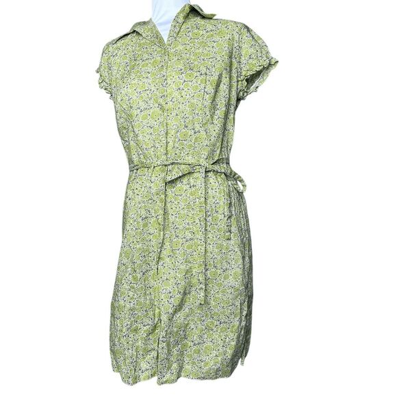 Tapemeasure green floral button down dress 8 - Picture 1 of 9